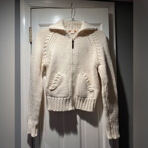 J. Crew Ivory Knit Zip Cardigan